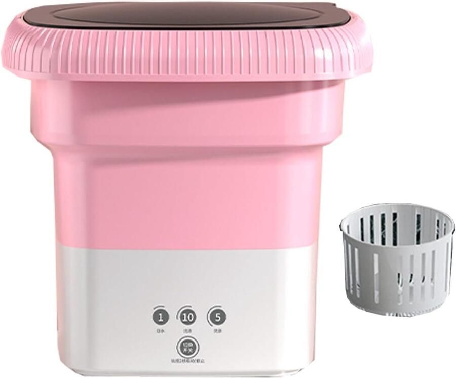 Draagbare Wasmachine Mini Opvouwbaar Kleine Wasjes Ruimtebesparend Ontwerp 5 kg Capaciteit Roze