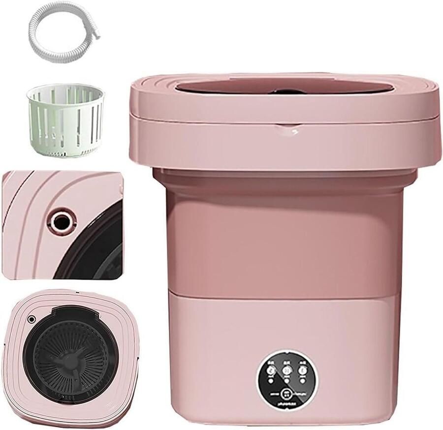 Draagbare Wasmachine Mini Opvouwbare Wasmachine Reizen en Kamperen Opvouwbaar Ontwerp 15 Liter Wit