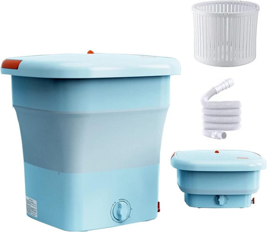 Draagbare Wasmachine Mini Opvouwbaar Reizen Kamperen Energiezuinig Ontwerp 12L Capaciteit Blauw