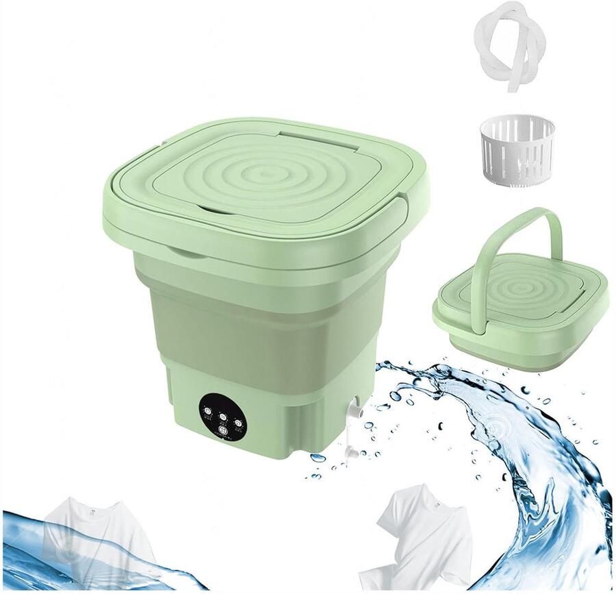 Draagbare Wasmachine Mini Spinner Ondergoed Wassen Met Blu-ray Ontsmetting 8 Liter Groen