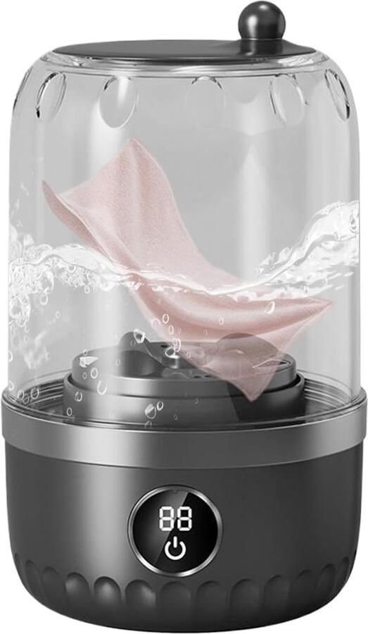 Draagbare wasmachine Mini wasapparaat Ondergoed reinigen Trillingsvrij ontwerp 1 liter capaciteit Zwart