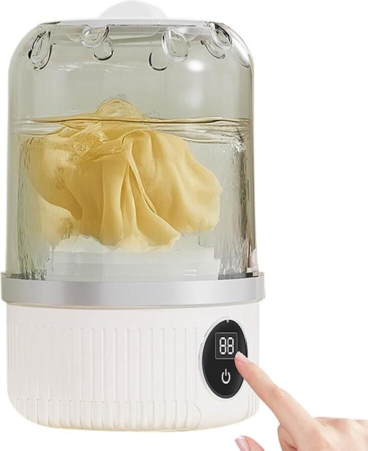 Draagbare wasmachine Mini wasautomaat Ondergoed wassen Draadloos en compact 21.5 cm Wit