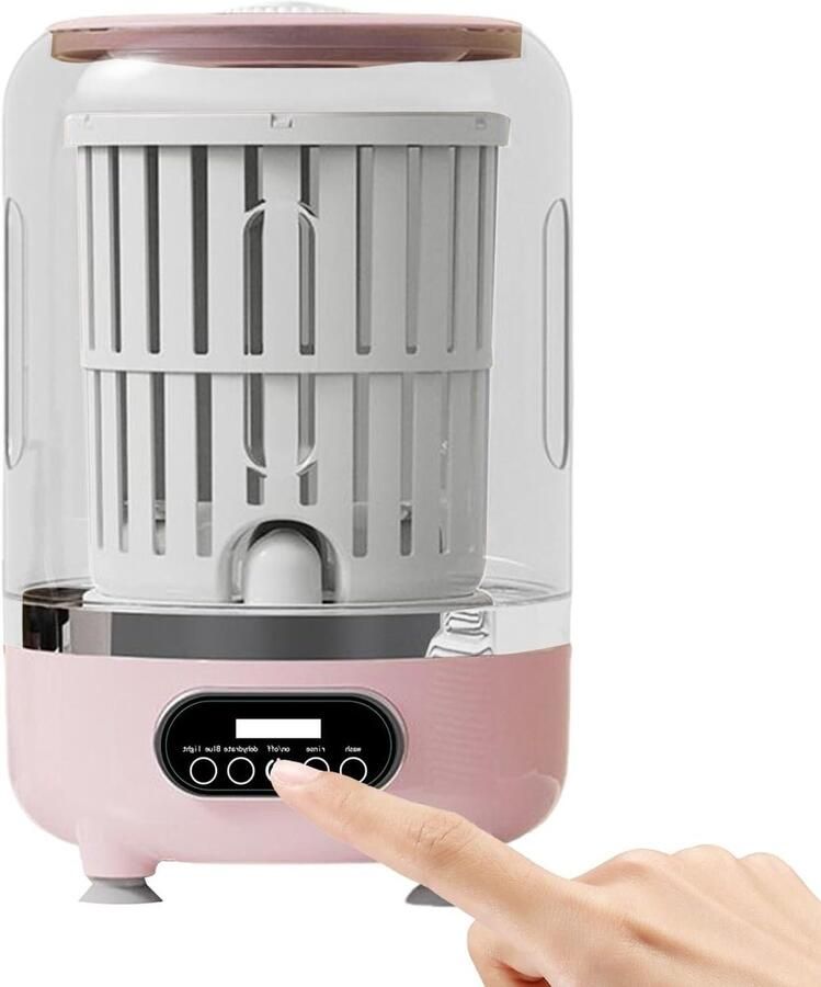 Draagbare wasmachine Mini wasautomaat Reizen en kamperen 3 reinigingsmodi 18 x 18.1 x 18 cm Roze