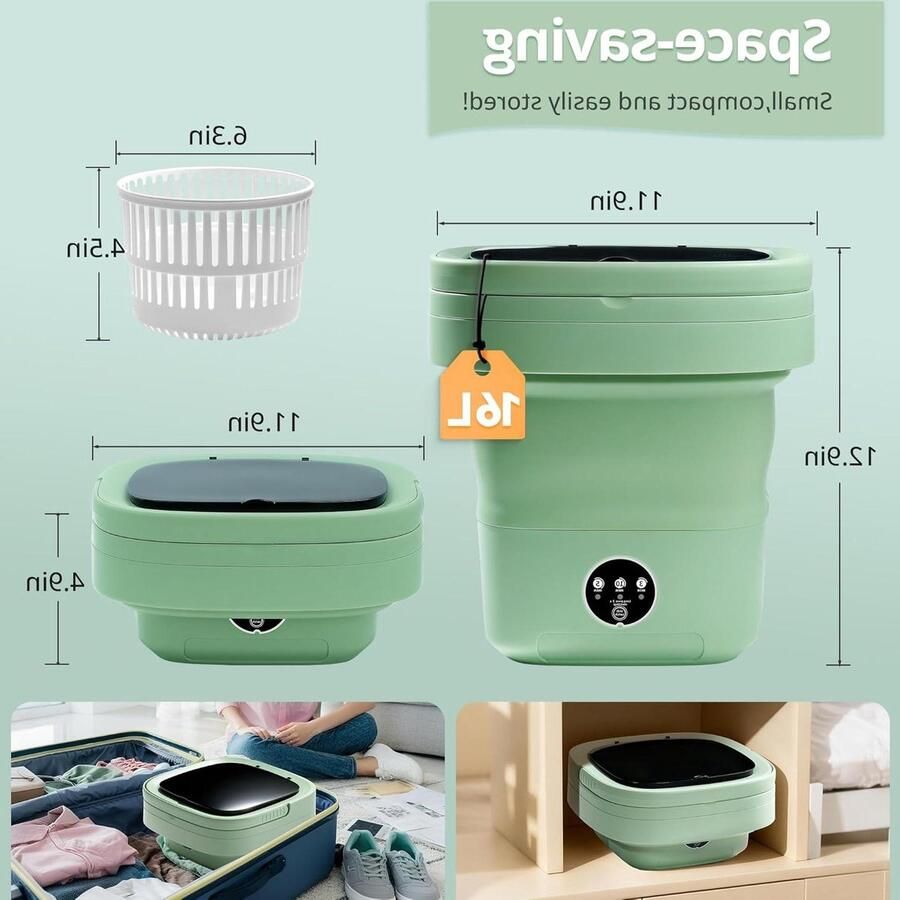Draagbare wasmachine mini-wasmachine 16L geüpgraded met spinmand wasmachine opvouwbaar ontwerp ideaal voor appartement thuis en hotel draagbare wasmachine 3 reinigingsmodi geschikt voor kleine