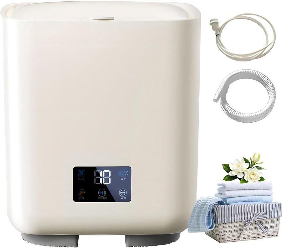 Draagbare Wasmachine Mini Wasmachine Babykleding Wassen 4 Slimme Wasmodi 7L Capaciteit Wit