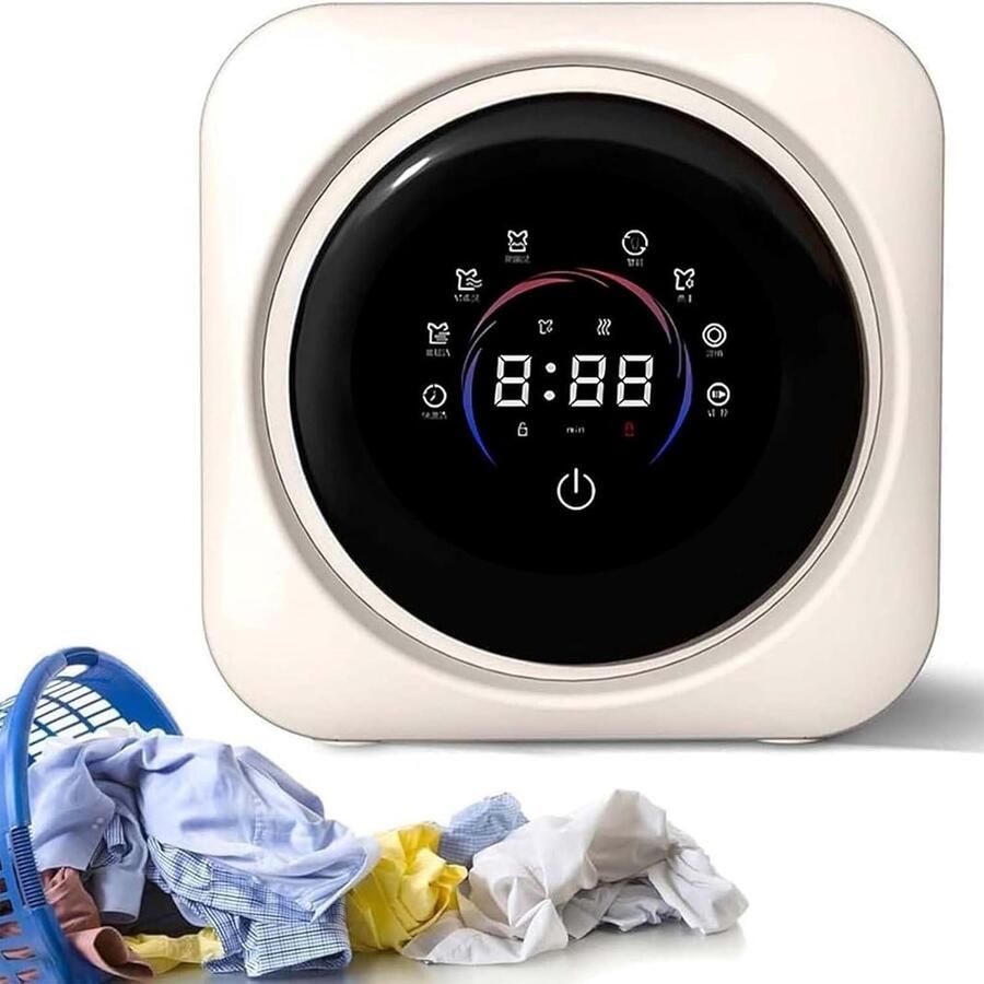Draagbare Wasmachine Mini Wasmachine Droger Ondergoed Sokken Wassen 65℃ Heteluchtdroging 3.5 Liter Wit
