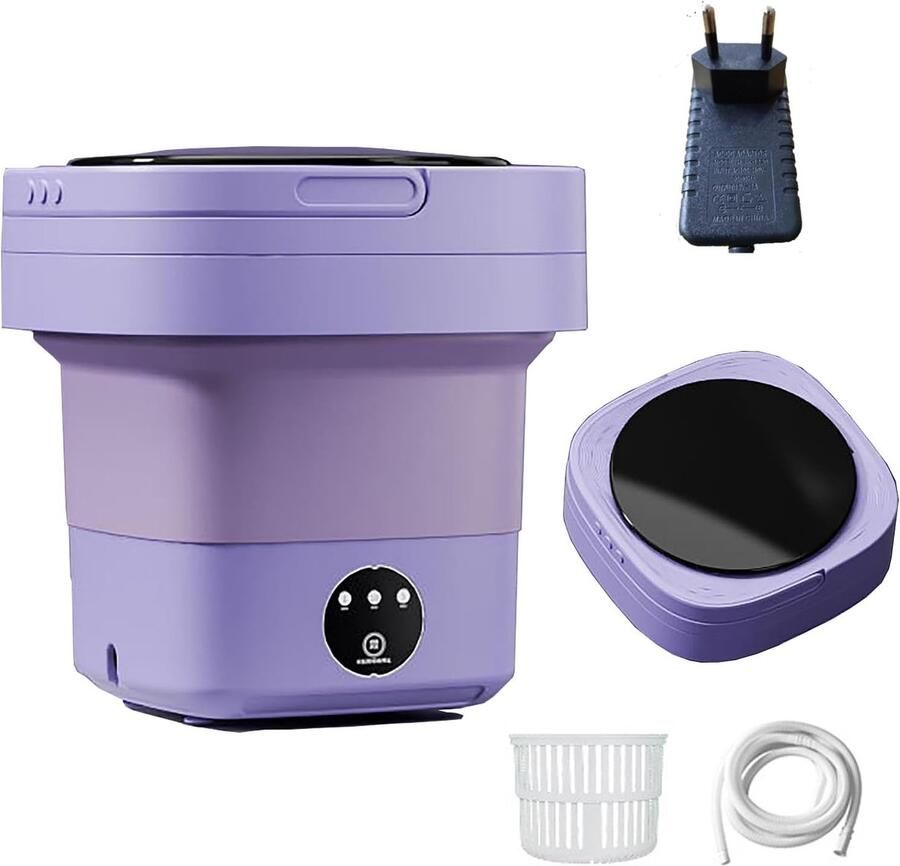 Draagbare Wasmachine Mini Wasmachine Kamperen Thuis Opvouwbaar Ontwerp 12 Liter Paars