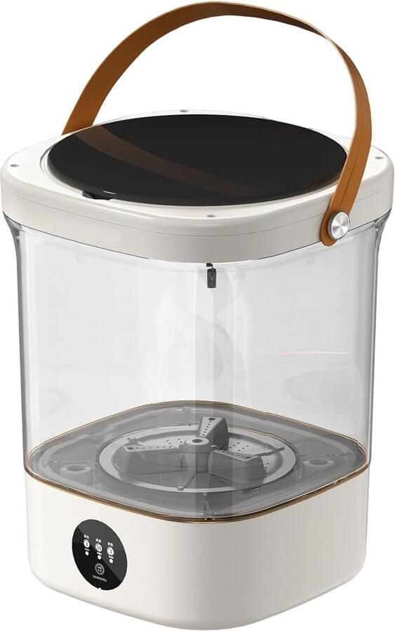 Draagbare Wasmachine Mini Wasmachine Kleding Wassen Opvouwbaar Frame 12 Liter Inhoud Wit