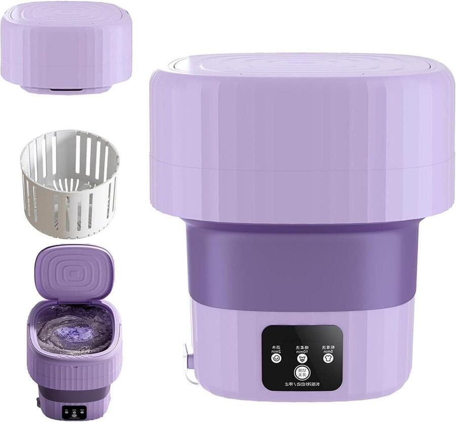Draagbare Wasmachine Mini Wasmachine Kleding Wassen Opvouwbaar Ontwerp 9 Liter Capaciteit Wit
