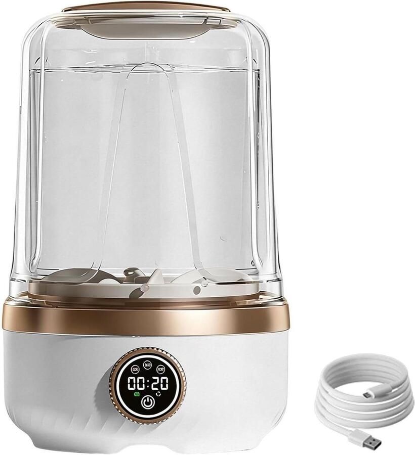 Draagbare Wasmachine Mini Wasmachine Kleding Wassen USB Oplaadbaar 2 Liter Wit