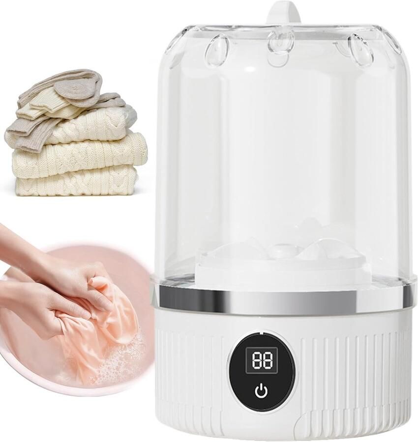 Draagbare Wasmachine Mini Wasmachine Kleine Was Draadloos Ontwerp 1 Liter Wit