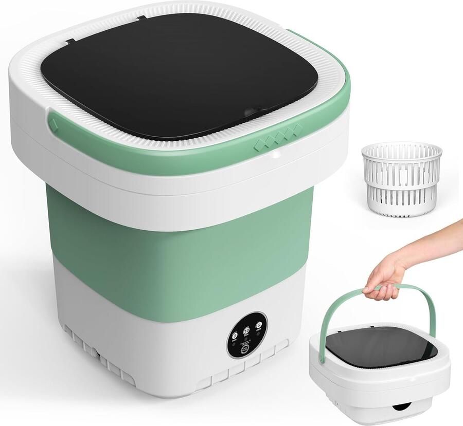 Draagbare Wasmachine Mini Wasmachine Kleine Was Opvouwbaar Ontwerp 12 Liter Capaciteit Groen