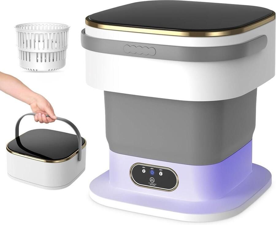 Draagbare Wasmachine Mini Wasmachine Kleine Was Opvouwbaar Ontwerp 15 Liter Capaciteit Grijs