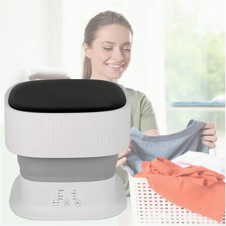 Draagbare Wasmachine Mini Wasmachine Kleine Was Opvouwbaar Ontwerp 9L Capaciteit Zilver Blauw
