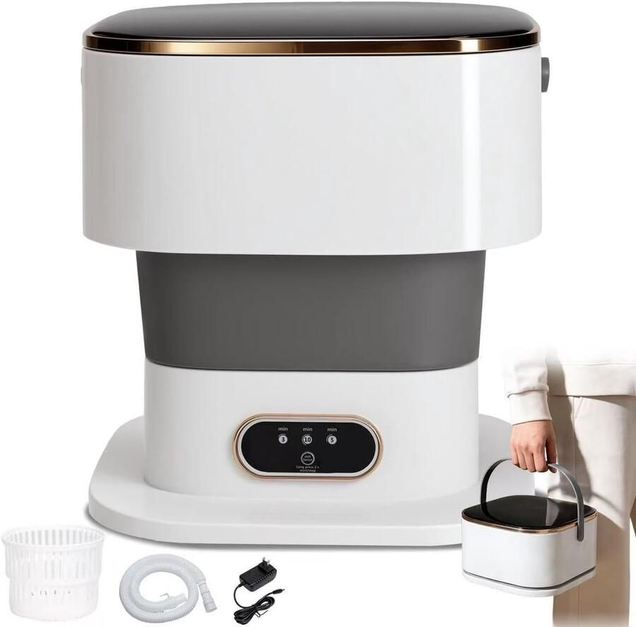 Draagbare Wasmachine Mini Wasmachine Kleine Wasjes Opvouwbaar Ontwerp 16 Liter Grijs
