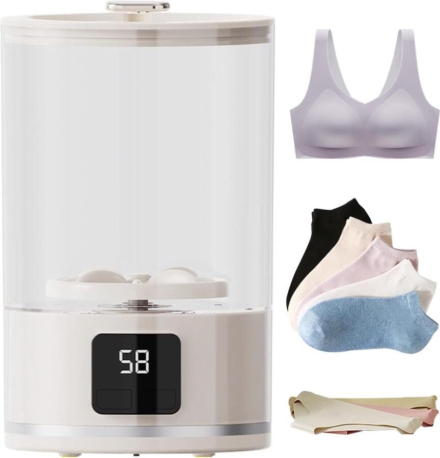 Draagbare Wasmachine Mini Wasmachine Kleine Wasjes Stille Nachtwerking 1 Liter Capaciteit Wit