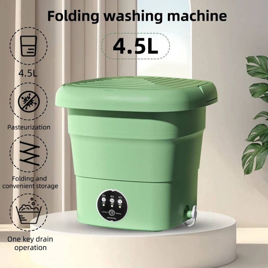 Draagbare Wasmachine Mini Wasmachine met Centrifuge Opvouwbare Wasmachine 4 5 liter Netstroom Groen