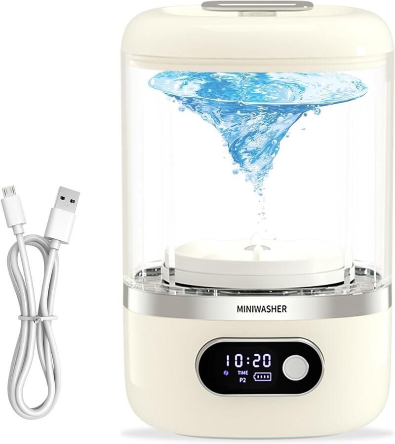 Draagbare wasmachine Mini wasmachine Ondergoed sokken Transparant zichtbaar 20.5 x 13.3 cm Wit