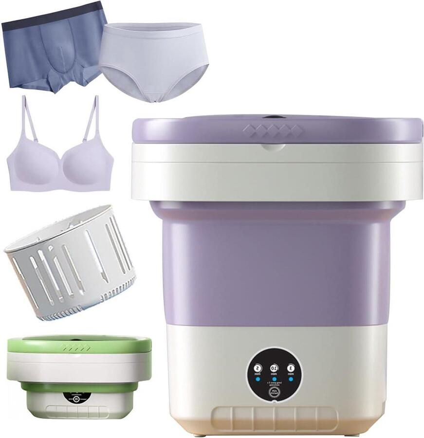 Draagbare Wasmachine Mini Wasmachine Opvouwbaar Babykleding Wassen Met Centrifuge 12L Capaciteit Wit