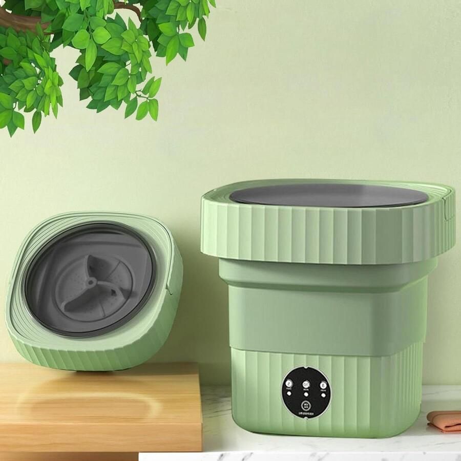 Draagbare Wasmachine Mini Wasmachine Opvouwbaar Kleine Wasjes Reinigen Opvouwbaar Ontwerp 9 Liter Capaciteit Groen