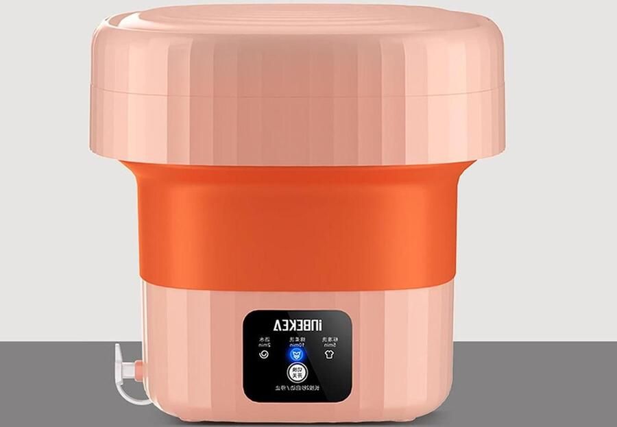 Draagbare Wasmachine Mini Wasmachine Opvouwbaar Ondergoed Wassen Compact Ontwerp 6 Liter Capaciteit Oranje