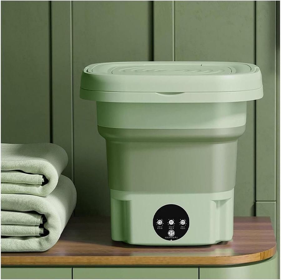 Draagbare Wasmachine Mini Wasmachine Opvouwbaar Persoonlijk Wassen Blu-Ray Desinfectie 8L Capaciteit Groen