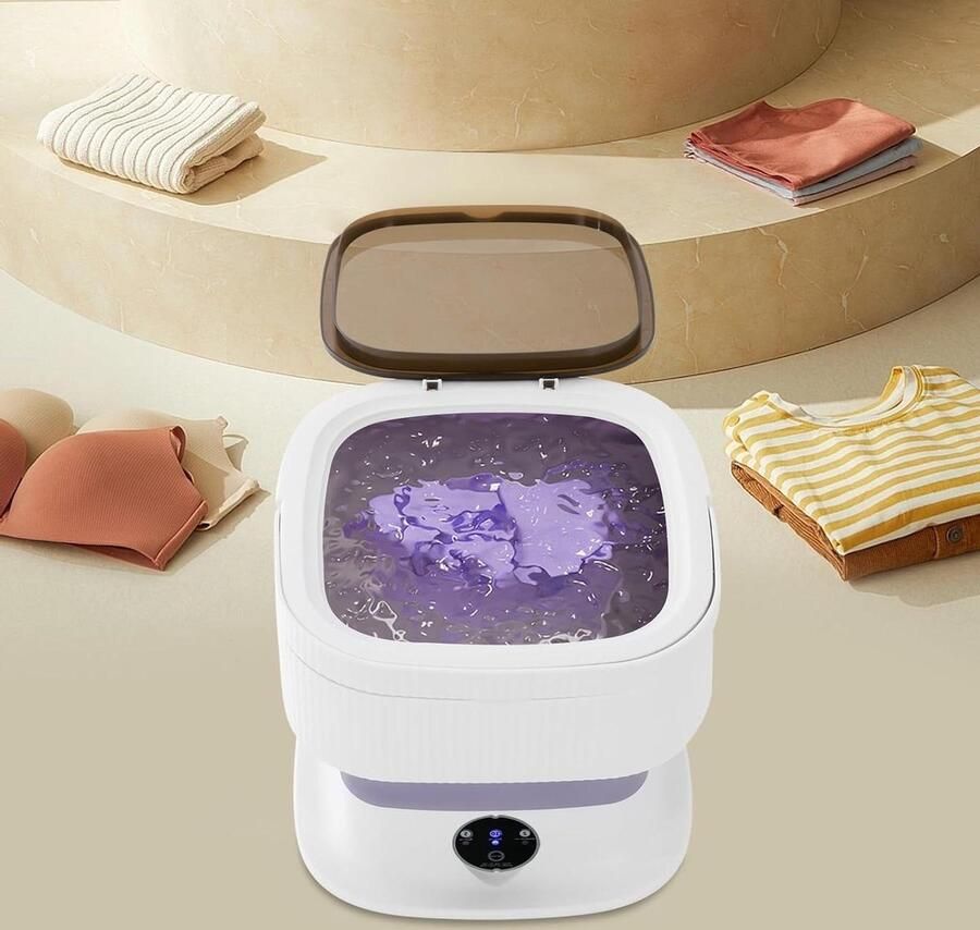 Draagbare Wasmachine Mini Wasmachine Reizen Kamperen Opvouwbaar Ontwerp 10 Liter Paars