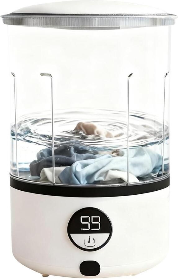 Draagbare wasmachine Mini wasser Reizen kamperen Energiebesparend draadloos 15 liter Wit