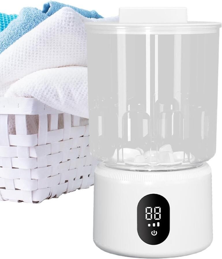 Draagbare Wasmachine Mini Wasser Snel Kleding Wassen Geluidsarme Werking 1 Liter Capaciteit Wit