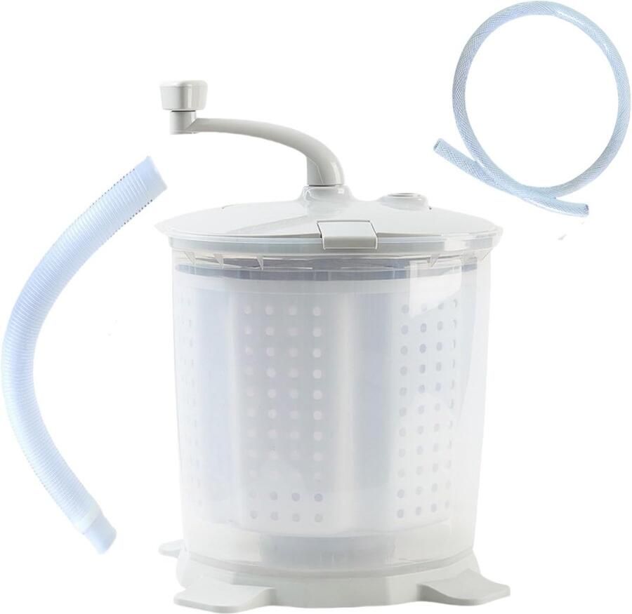 Draagbare Wasmachine Mini Wasser Snel Wassen Hand Crank Bediening 35x36x39 cm Wit