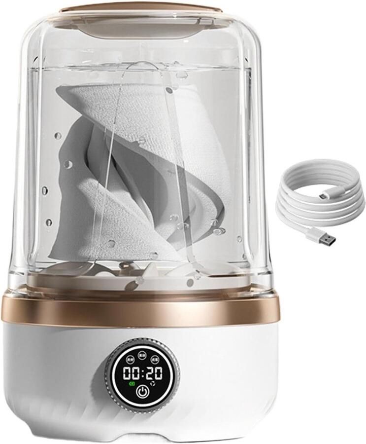 Draagbare wasmachine oplaadbare kledingwasmachine met 3 versnellingen 2LCompacte draadloze kledingwasmachine voor appartement camping reizen thuis slaapzaal wassokken delicate stoffen handdoeken