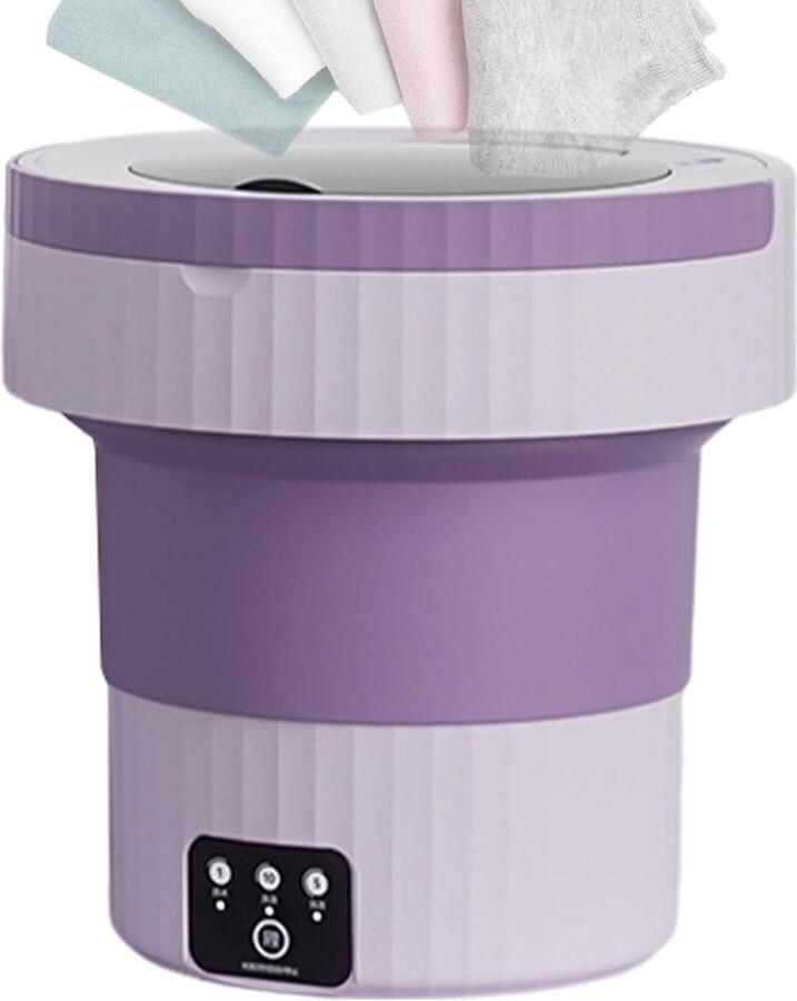 Draagbare Wasmachine Opvouwbaar Apparaat Kleine Wasjes Compact Opvouwbaar 7 Liter Paars
