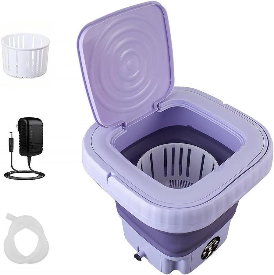 Draagbare Wasemachine Opvouwbare Mini Wasmachine Hygiënisch Wassen 2-in-1 Centrifugedroger 12 Liter Lila