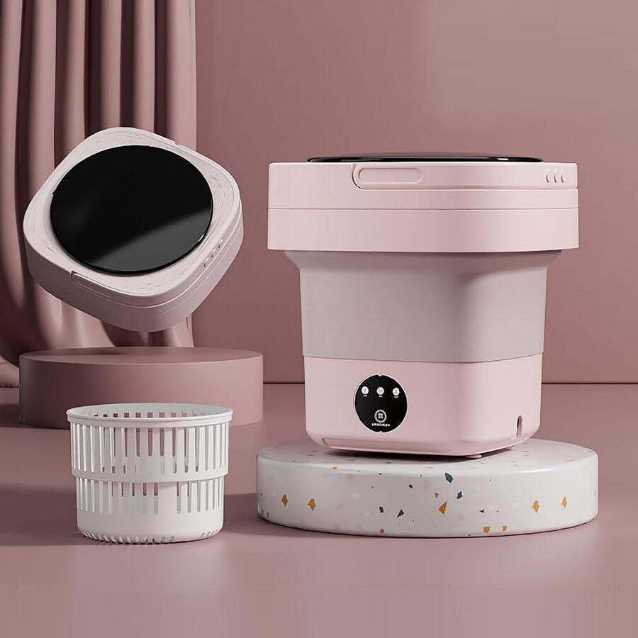 Draagbare Wasmachine Compacte Wasmachine Opvouwbaar Kleine Wasjes Doen Opvouwbaar Ontwerp 12 Liter Roze