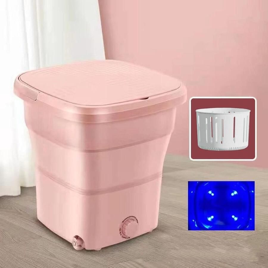 Draagbare Wasmachine Opvouwbare Emmer Kleine Wasjes Imiteert Handwas 11 Liter Roze