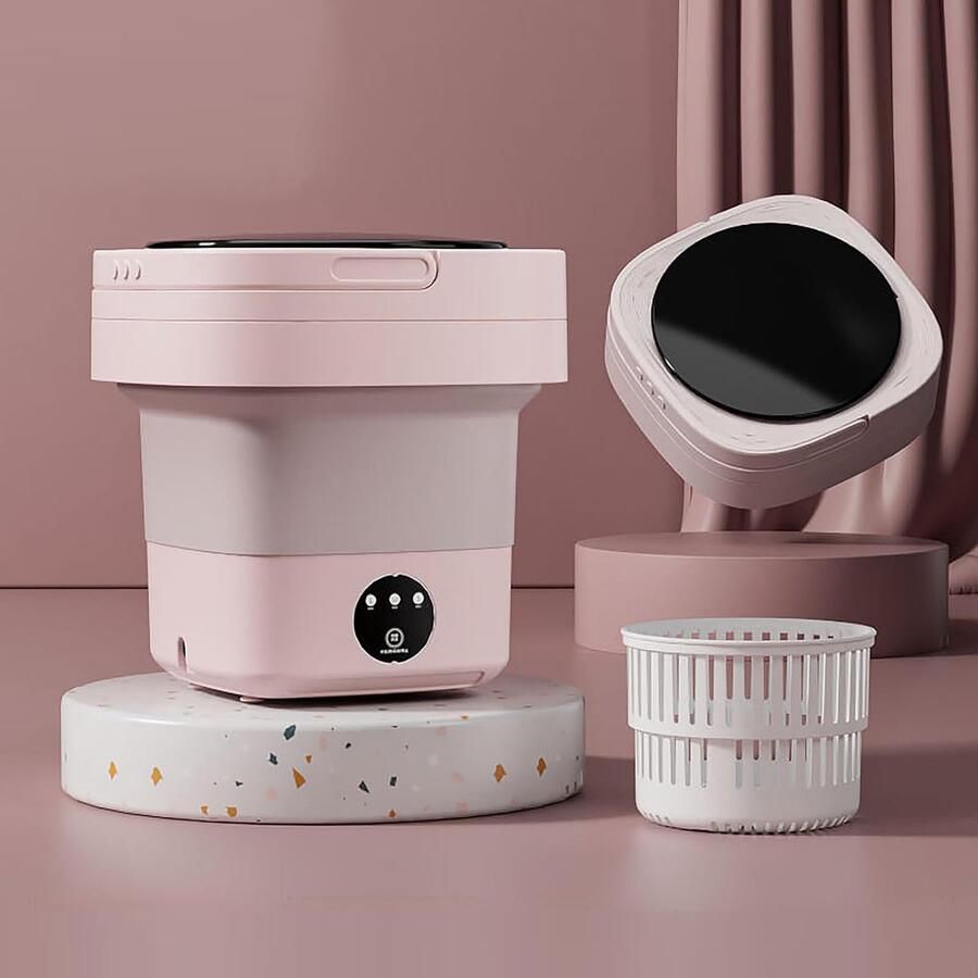Draagbare Wasmachine Opvouwbare Machine Reizen Kamperen Energiebesparend 12 Liter Roze