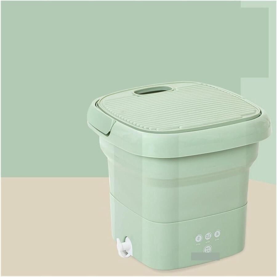 Draagbare Wasmachine Opvouwbare Mini Kleding Wassen Met Droogemmer Minder dan 2kg Groen