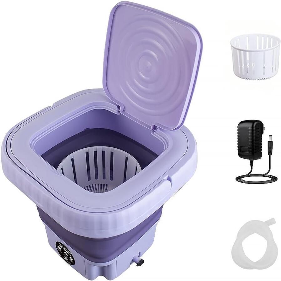 Draagbare Wasmachine Opvouwbare Mini Machine Babykleding Wassen Touchscreen Bediening 12 Liter Capaciteit Lila