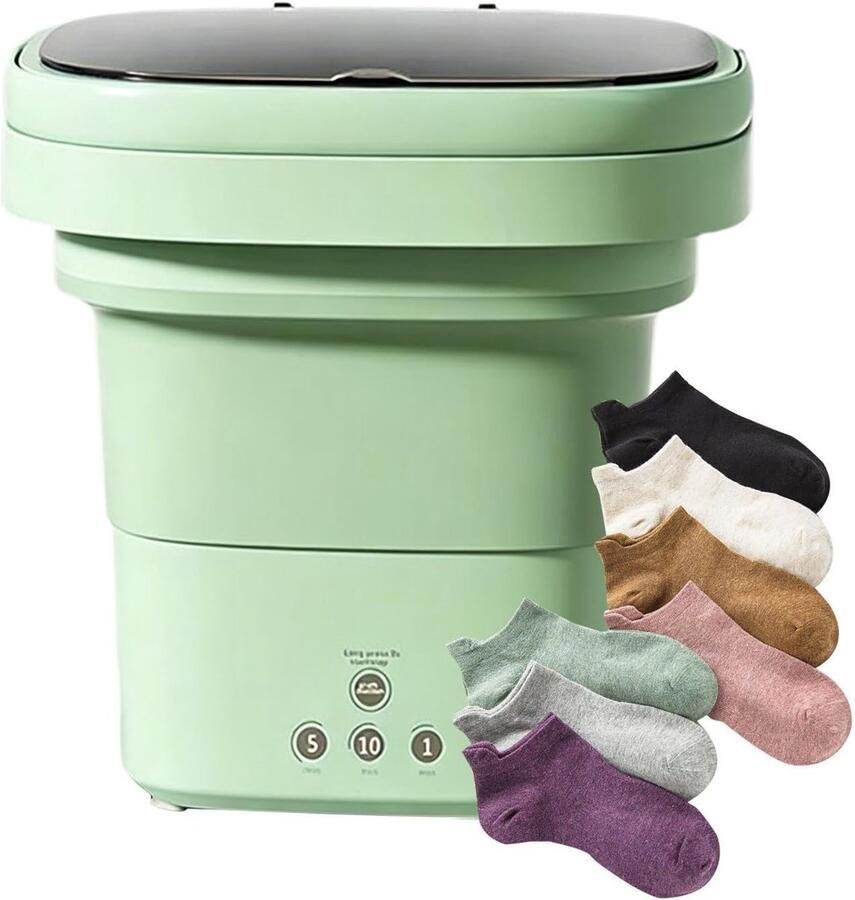 Draagbare Wasmachine Opvouwbare Mini Wasmachine Kleding Reinigen Stille Werking 6 Liter Capaciteit Groen