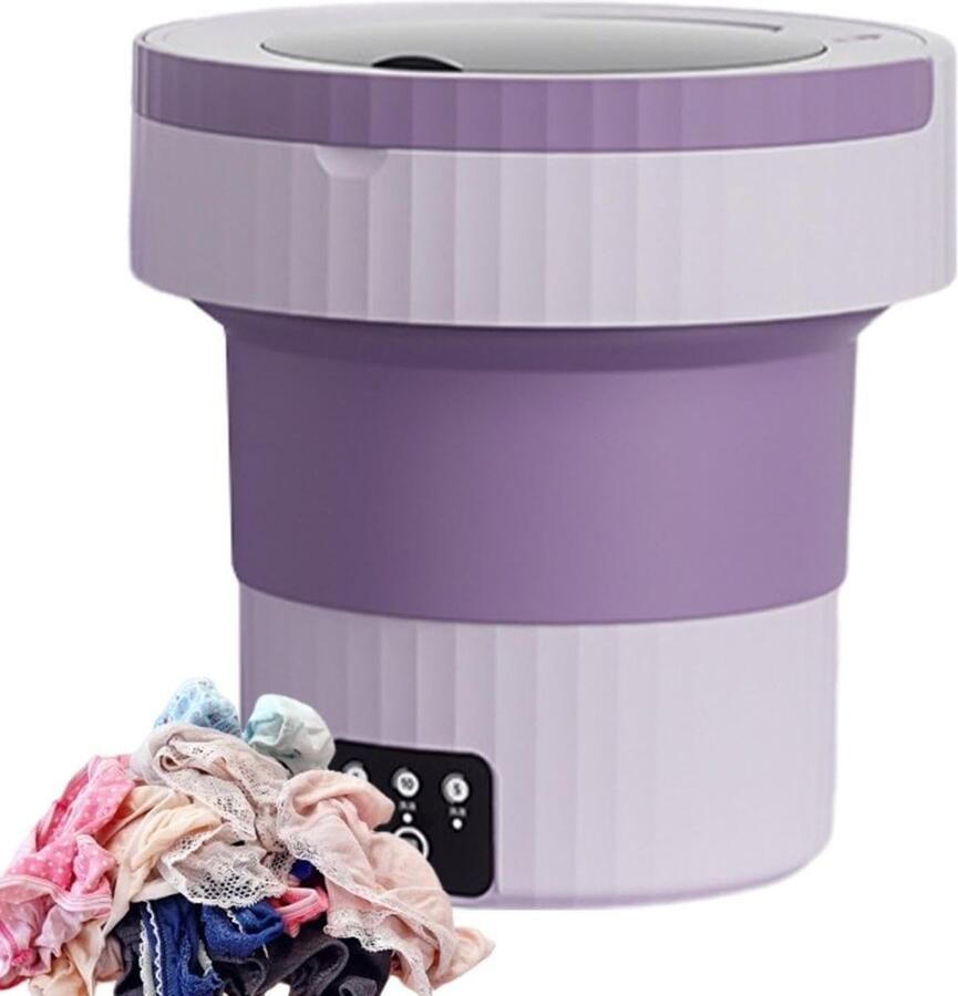 Draagbare Wasmachine Opvouwbare Wasmachine Ondergoed Kleine Kleding Wassen Compact Opvouwbaar Ontwerp 7 Liter Paars