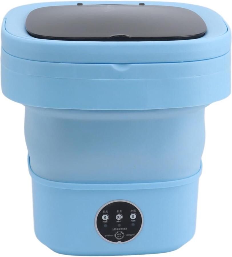 Draagbare Wasmachine Opvouwbare Wasmachine Reizen en Camping Ingebouwde Dehydrator Grote Capaciteit Blauw