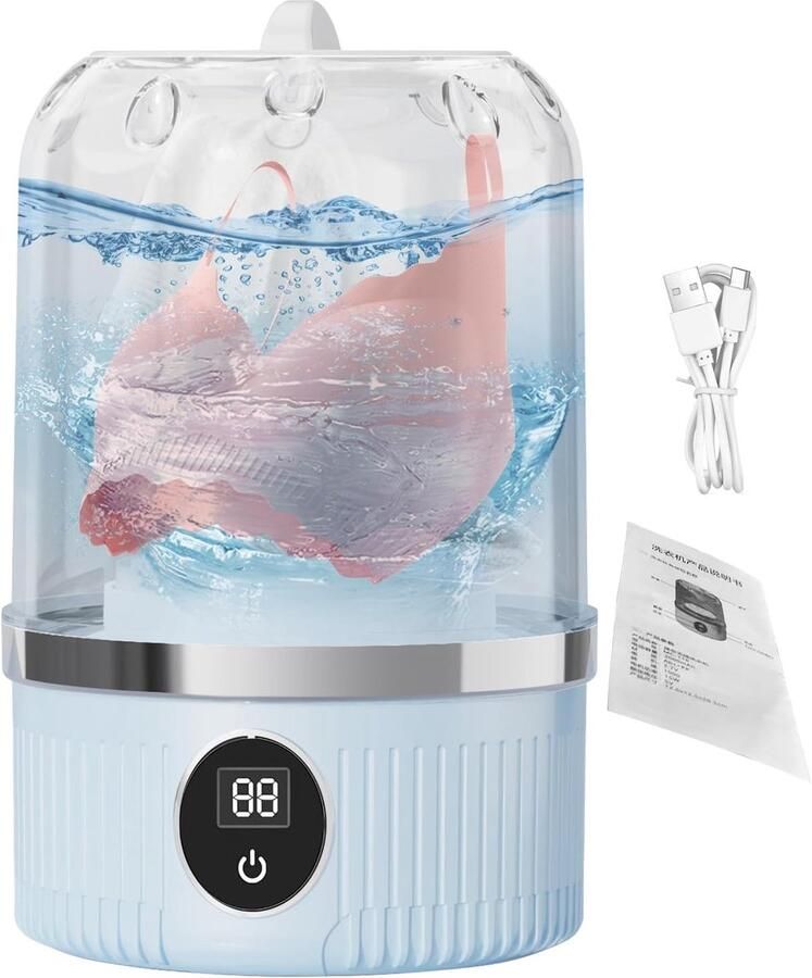 Draagbare Wasmachine Reismachine Compact Ondergoed Wassen Ultrasone Diepe Reiniging 21.5 x 13.5 x 21.5 cm Wit