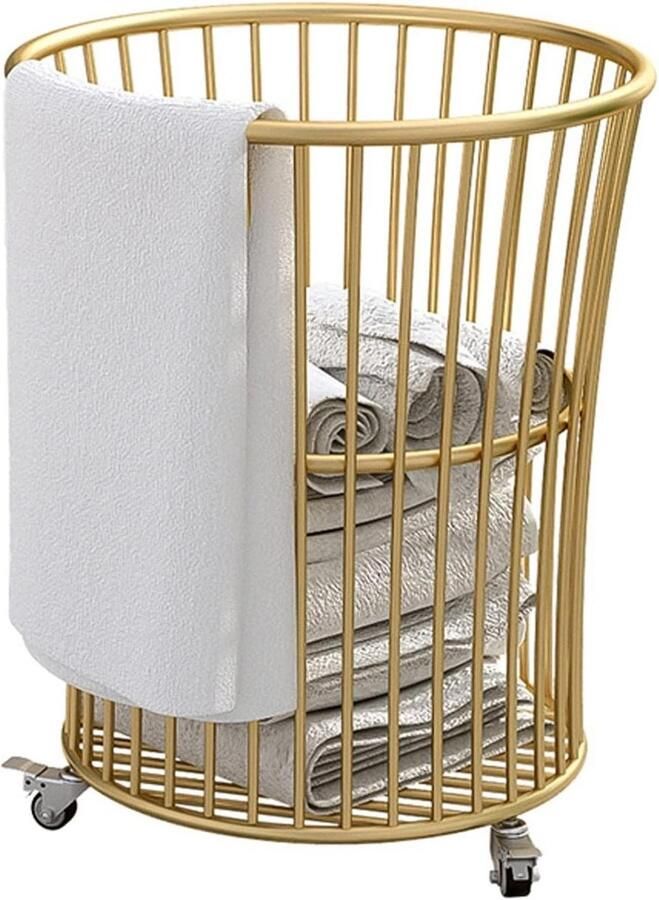 Draagbare Wasmand Opbergwagen Kleding Huis Opruimen Met Wielen Large Goud - Foto 1