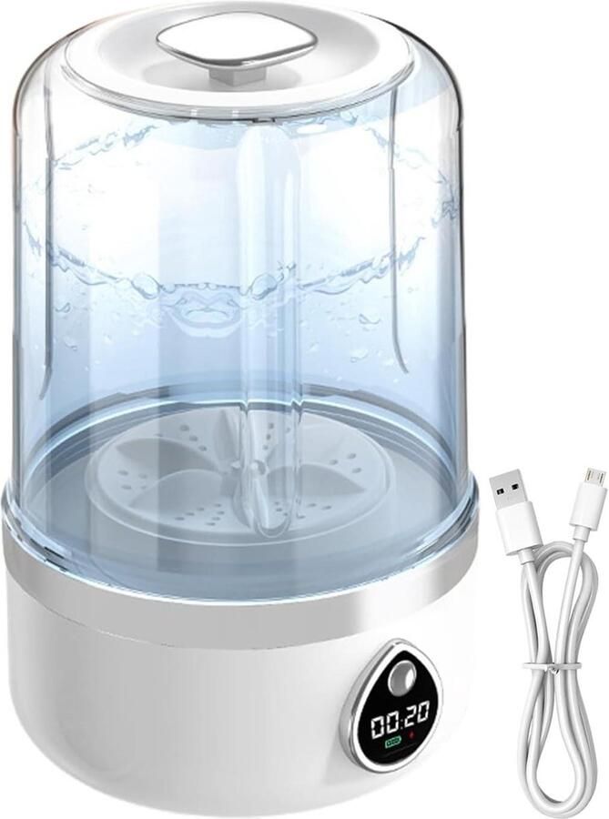 Draagbare Wasunit Compacte Wasmachine Reizen en Camping USB Stroomvoorziening 14 x 14 x 14 cm Wit