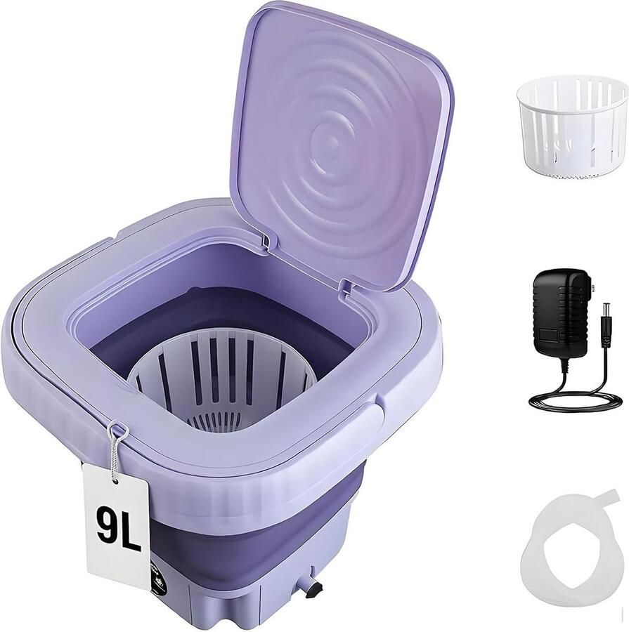 Draagbare Wasunit Mini Wasmachine Compact Wassen Opvouwbaar Ontwerp 9 Liter Wit