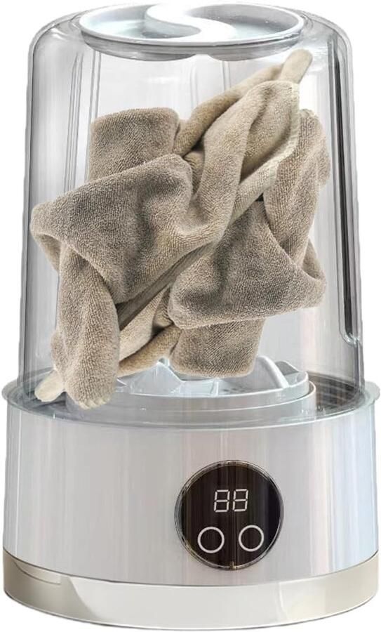 Draagbare Wasunit Mini Wasmachine Hygiënisch Wassen Oplaadbaar Digitaal Display Compact Formaat Wit
