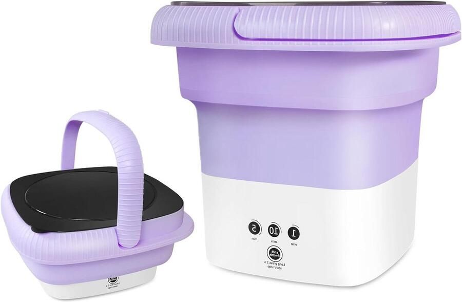 Draagbare Wasunit Mini Wasmachine Hygiënisch Wassen Opvouwbaar Ontwerp 65 Liter Paars