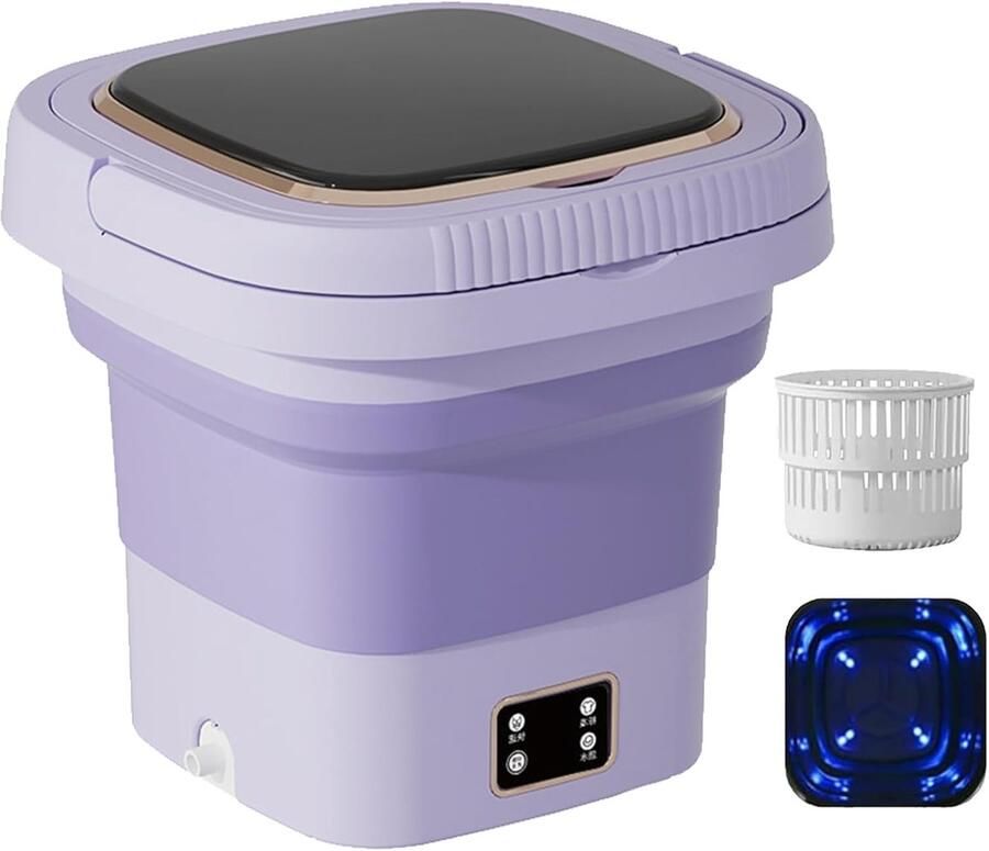 Draagbare Wasunit Mini Wasmachine Kleding Wassen Opvouwbaar Ontwerp 9L Capaciteit Melkachtig Wit