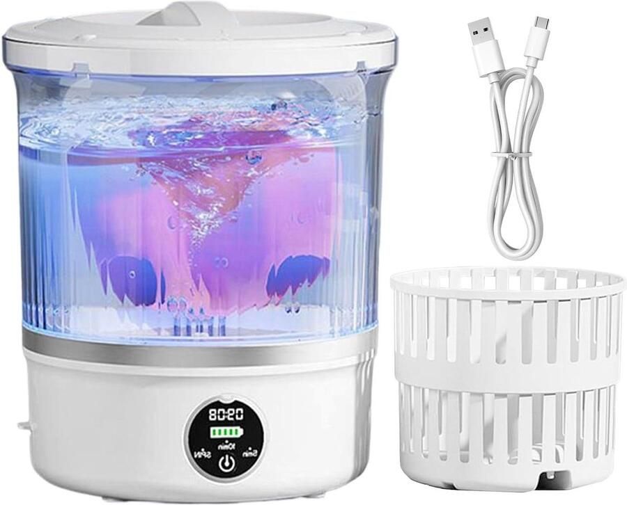 Draagbare Wasunit Mini Wasmachine Kleine Kleding Wassen Stille Werking 3 Liter Capaciteit Wit