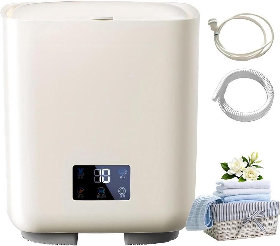 Draagbare Wasunit Mini Wasmachine Kleine Was Automatische Waterverversing 7 Liter Wit